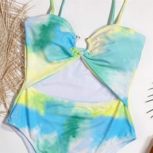 Load image into Gallery viewer, Tie Dye Tummy Cut Out Monokini One Piece Swimsuit