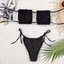 Load image into Gallery viewer, Black Shiny Bandeau Bikini