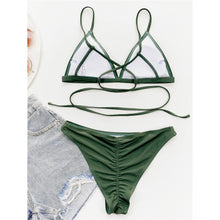 Load image into Gallery viewer, Cross Back Brazilian Scrunch Butt Bikini Set Swimsuit