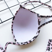 Load image into Gallery viewer, Leopard V-bar Underwired Bra Push Up Bikini