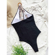 Load image into Gallery viewer, Splicing Cut Out One Shoulder Swimsuit