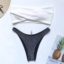 Load image into Gallery viewer, Twist Bandeau Shiny Glitter Bikini