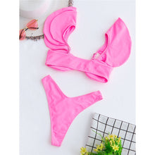 Load image into Gallery viewer, Pink Ruffled Knotted Bikini