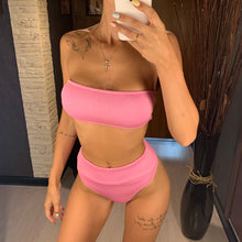 Load image into Gallery viewer, Ribbed Strapless High Waist Bikini