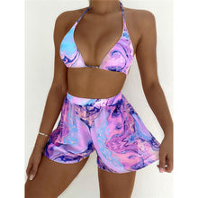Load image into Gallery viewer, Tie Dye Halter Bikini with Shorts