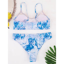 Load image into Gallery viewer, Tie Dye Splicing Mid Waist Bikini Set Swimsuit