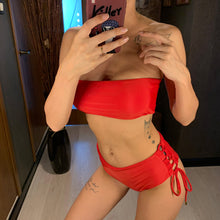 Load image into Gallery viewer, Leopard Bandeau High Waist Bikini