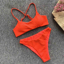 Load image into Gallery viewer, Lace up Back Ribbed Bikini