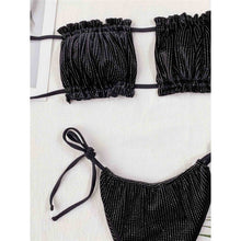 Load image into Gallery viewer, Black Shiny Bandeau Bikini