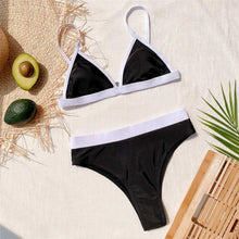 Load image into Gallery viewer, Black White Splicing High Waist Bikini