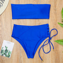 Load image into Gallery viewer, Leopard Bandeau High Waist Bikini