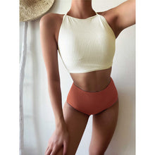 Load image into Gallery viewer, Back Lace Up Contrast Color Bikini