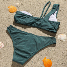 Load image into Gallery viewer, Asymmetrical One Shoulder Bikini Set