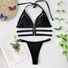Load image into Gallery viewer, Halter Zipper Front Bikini Set