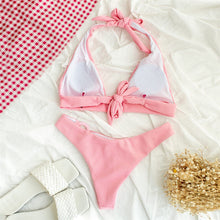 Load image into Gallery viewer, Halter Rib Pink Bikini