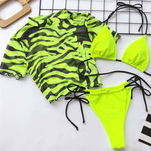 Load image into Gallery viewer, Leopard Smock Halter 3pcs Bikini Set