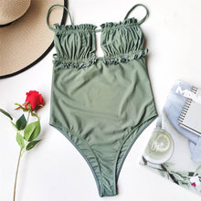 Load image into Gallery viewer, Ruched Backless One Piece Swimsuit