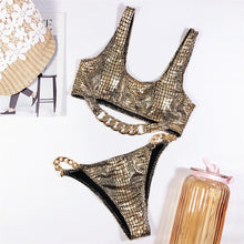 Load image into Gallery viewer, Shiny Bronzing Snake Printed Bikini