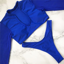 Load image into Gallery viewer, Neon Green Mesh Long Sleeve Tankini