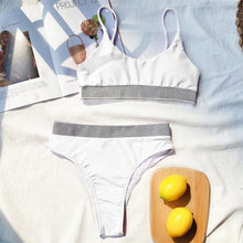 Load image into Gallery viewer, Shiny Elastic Band High Waist Bikini