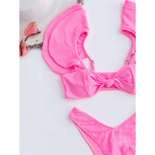 Load image into Gallery viewer, Pink Ruffled Knotted Bikini