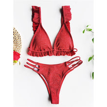 Load image into Gallery viewer, Ruffled Frilled Glitter Sparkling Bikini