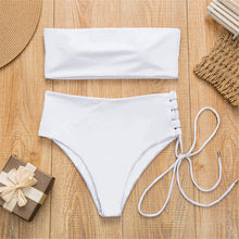 Load image into Gallery viewer, Leopard Bandeau High Waist Bikini