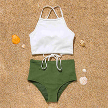 Load image into Gallery viewer, Back Lace Up Contrast Color Bikini