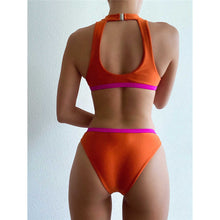 Load image into Gallery viewer, Splicing Cut Out High Neck Bikini