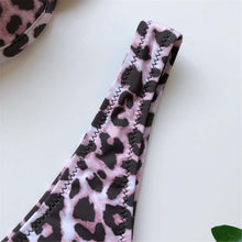 Load image into Gallery viewer, Leopard V-bar Underwired Bra Push Up Bikini