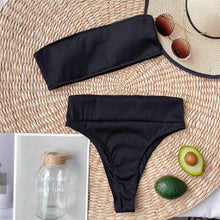 Load image into Gallery viewer, Ribbed Strapless High Waist Bikini