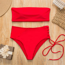 Load image into Gallery viewer, Leopard Bandeau High Waist Bikini