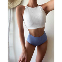 Load image into Gallery viewer, Back Lace Up Contrast Color Bikini