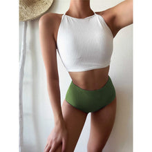 Load image into Gallery viewer, Back Lace Up Contrast Color Bikini