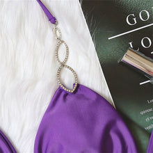 Load image into Gallery viewer, Halter Rhinestone Tie Side Bikini