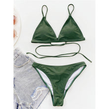 Load image into Gallery viewer, Cross Back Brazilian Scrunch Butt Bikini Set Swimsuit