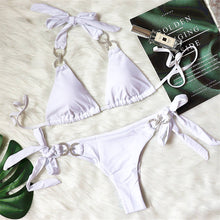 Load image into Gallery viewer, Solid Bling Diamond Halter Bikini Set