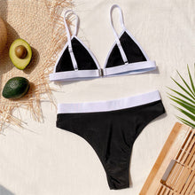 Load image into Gallery viewer, Black White Splicing High Waist Bikini