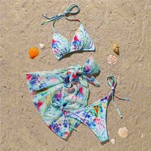 Load image into Gallery viewer, Rhinestones Halter Bikini With Sarong