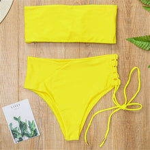 Load image into Gallery viewer, Leopard Bandeau High Waist Bikini