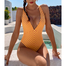 Load image into Gallery viewer, Plunge Neck Swimwear One Piece