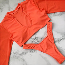 Load image into Gallery viewer, Neon Green Mesh Long Sleeve Tankini