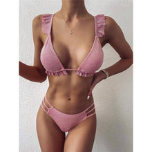 Load image into Gallery viewer, Ruffled Frilled Glitter Sparkling Bikini