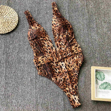 Load image into Gallery viewer, Plunging Neck Belted One Piece Swimsuit