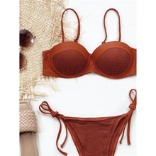 Load image into Gallery viewer, Wrinkled Patchwork Push Up Bikini