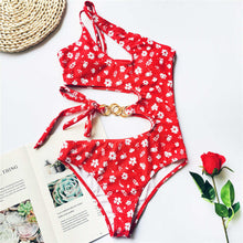 Load image into Gallery viewer, Asymmetrical Single Shoulder Floral Monokini