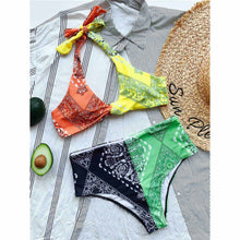 Load image into Gallery viewer, Halter Splicing Print Bikini