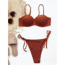 Load image into Gallery viewer, Wrinkled Patchwork Push Up Bikini