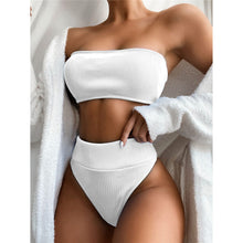 Load image into Gallery viewer, Ribbed Strapless High Waist Bikini