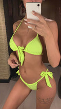 Load and play video in Gallery viewer, Neon Green Knotted Brazilian Bikini
